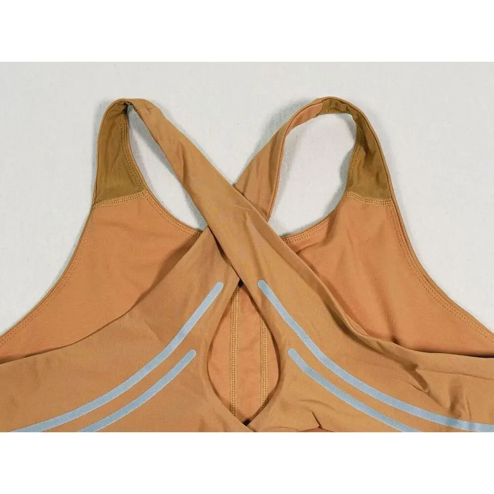 Fabletics No-Bounce Reflective Sports Bra Size Small Tan High Impact Workout Run